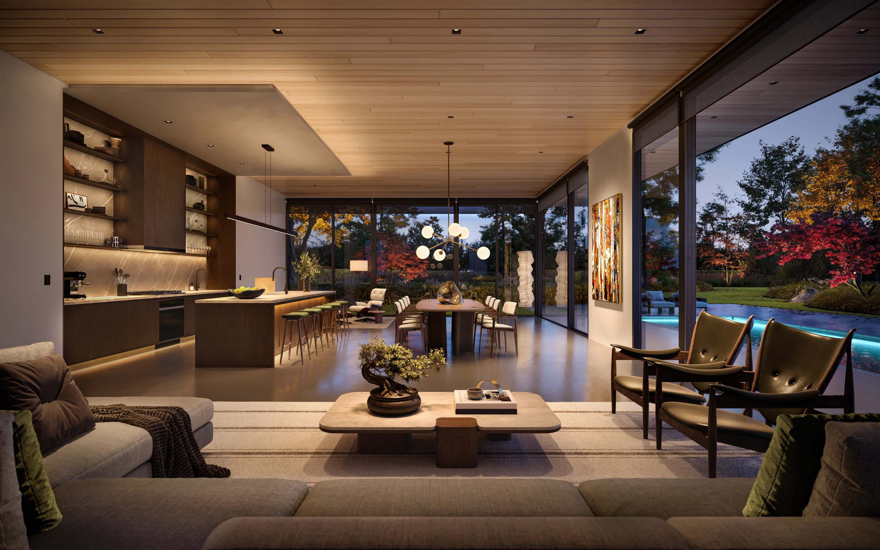 Control4 Touch panel in a able with a traditional home in the background